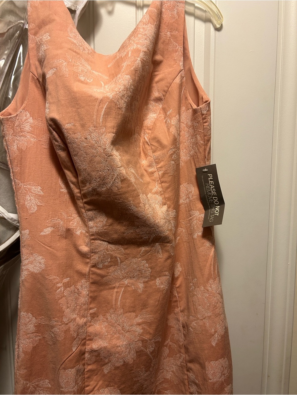 New York & Company Peach Floral Jacquard Midi Dress